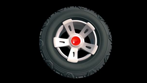 Tyre Wheels Render Dark Background — Vídeo de stock