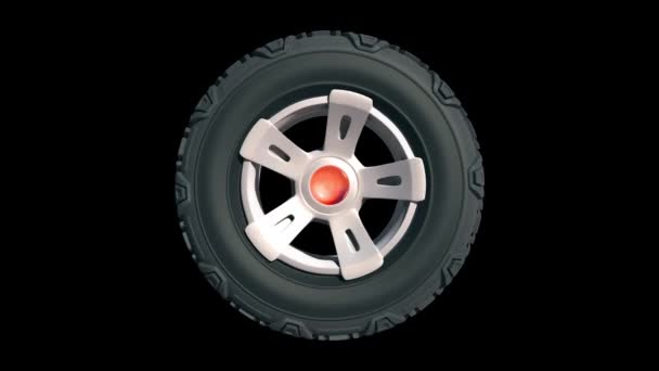 Tyre Wheels Render Dark Background — Stockvideo