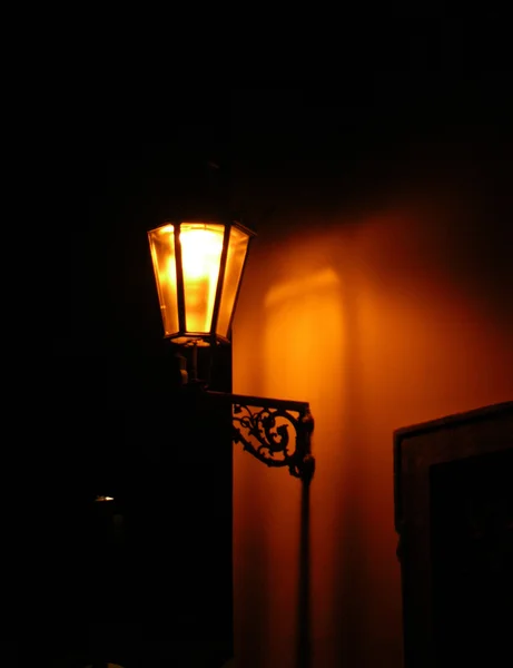 Detailed view of street with old lamp, closeup — Stock Photo, Image