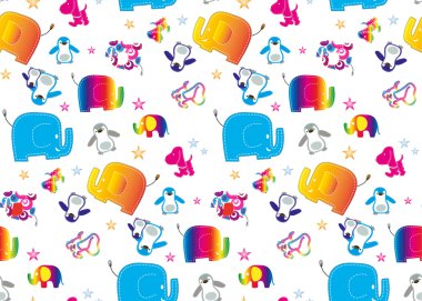 Seamless elephant kids pattern