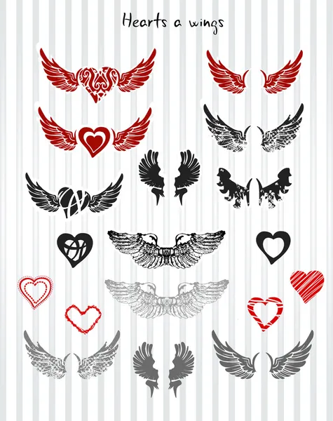 Hearts and wings — Stock Vector