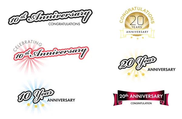 Colección etiquetas aniversario — Vector de stock