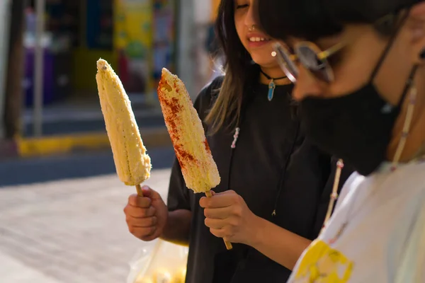 Elotes, traditional Mexican street food.