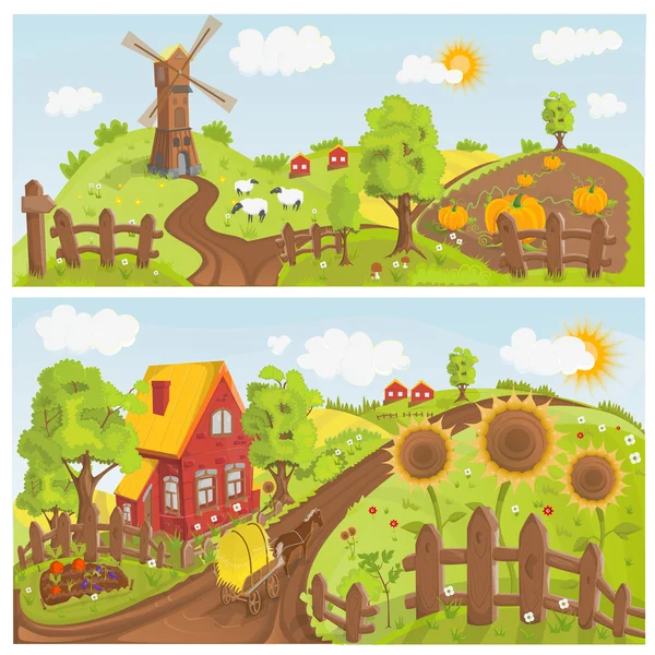 Paisaje rural — Vector de stock