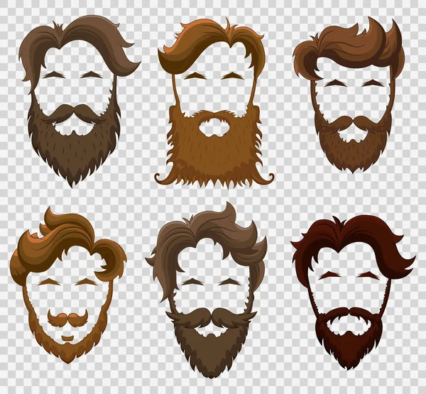 Conjunto Peinados Barbas Bigotes Hombre Ilustración Vectorial — Archivo Imágenes Vectoriales