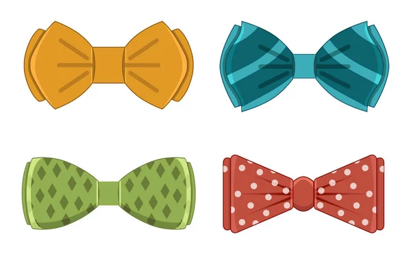 Set Retro Bow Ties Mens Fashion Vector Illustration — Stock Vector