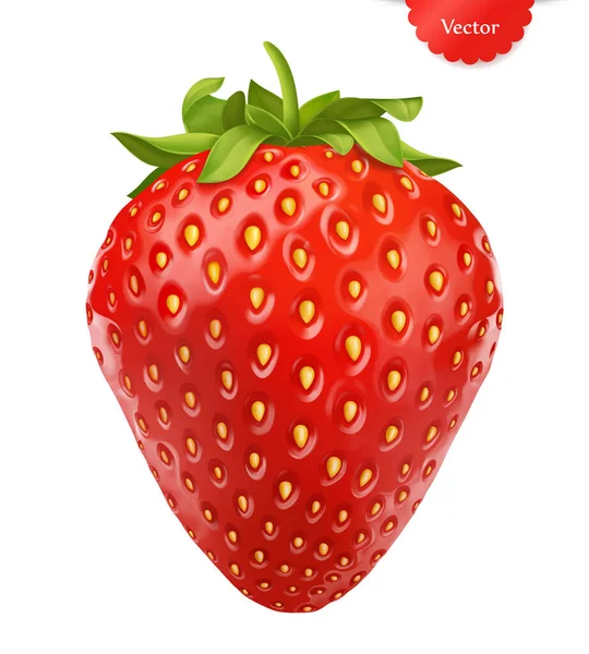 Illustration Vectorielle Réaliste Fraise Isolée Sur Fond Blanc — Image vectorielle