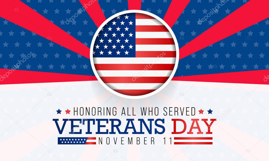 Veterans day is observed every year on November 11, for honoring military veterans who have served in the United States Armed Forces. Vector illustration