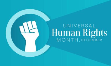 Evrensel İnsan Hakları ayı, Aralık ayında her yıl, dünyanın dört bir yanındaki insanların bir araya gelip tüm bireylerin hak ve haysiyetlerini savunacakları bir zamandır. vektör illüstrasyonu