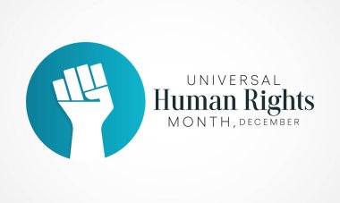 Evrensel İnsan Hakları ayı, Aralık ayında her yıl, dünyanın dört bir yanındaki insanların bir araya gelip tüm bireylerin hak ve haysiyetlerini savunacakları bir zamandır. vektör illüstrasyonu