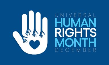 Evrensel İnsan Hakları ayı, Aralık ayında her yıl, dünyanın dört bir yanındaki insanların bir araya gelip tüm bireylerin hak ve haysiyetlerini savunacakları bir zamandır. vektör illüstrasyonu