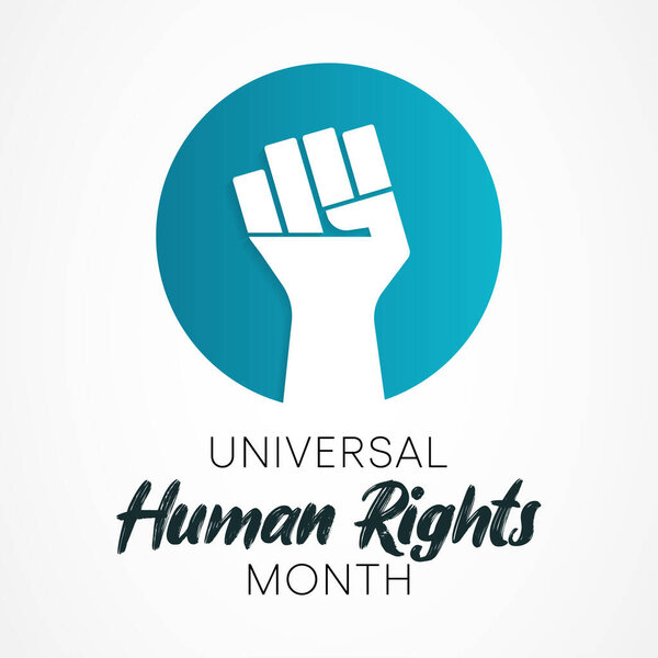 Каждый год в декабре отмечается Всемирный месяц прав человека - время, когда люди во всем мире объединяются и отстаивают права и достоинство всех людей. векторная иллюстрация