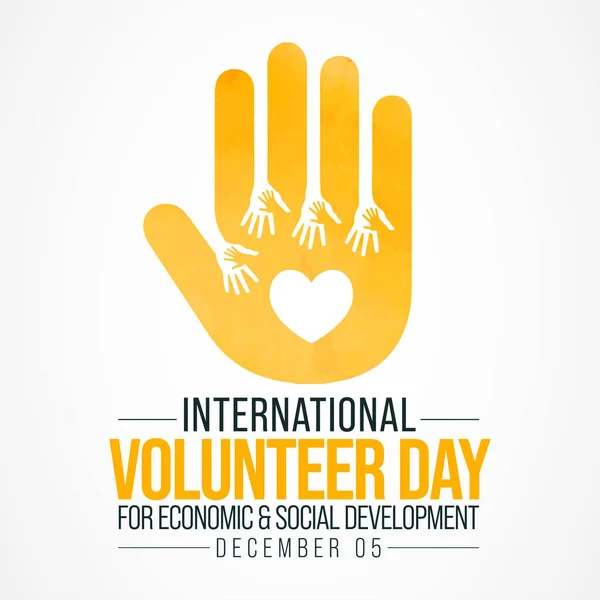 Hari Relawan Internasional Diperingati Setiap Tahun Pada Tanggal Desember Untuk - Stok Vektor
