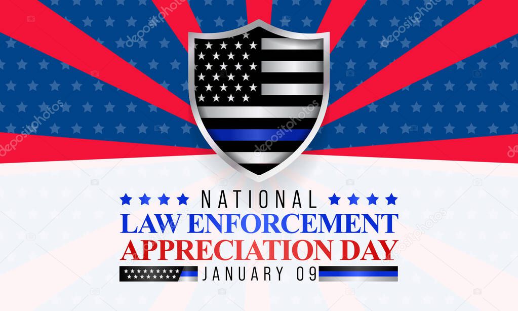 Law enforcement appreciation day (LEAD) is observed every year on January 9, to thank and show support to our local law enforcement officers who protect and serve. vector illustration