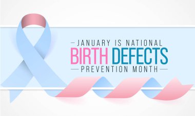 Doğum kusurlu önleme ayı her yıl Ocak ayında gözlemlenmekte olup, doğumda vücudun hemen hemen her yerini etkileyebilecek yapısal değişiklikler mevcuttur. Vektör illüstrasyonu