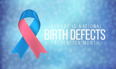 Doğum kusurlu önleme ayı her yıl Ocak ayında gözlemlenmekte olup, doğumda vücudun hemen hemen her yerini etkileyebilecek yapısal değişiklikler mevcuttur. Vektör illüstrasyonu