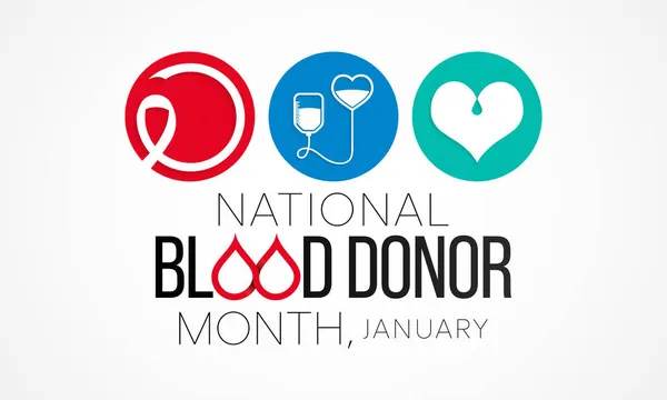 国民献血者月間 Nbdm は毎年1月に行われ 献血者と血小板ドナーの命を救う効果を祝う ベクターイラスト — ストックベクタ