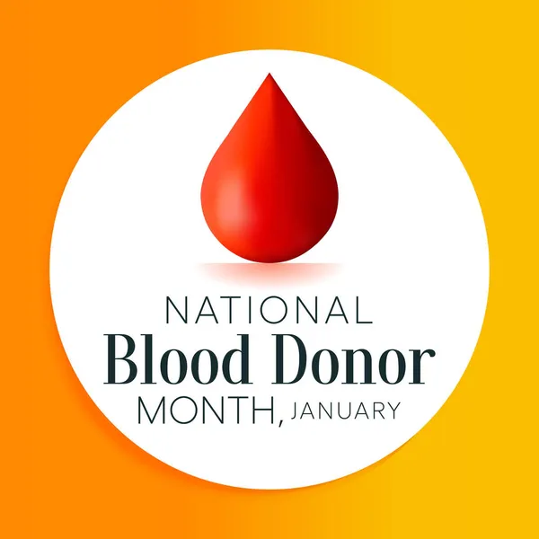 Mes Nacional Del Donante Sangre Nbdm Celebra Cada Año Enero — Vector de stock