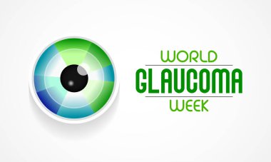 Dünya Glaukoma Haftası Mart ayında her yıl gözlenir. Optik sinirlere zarar veren bir grup göz hastalığıdır ve bu da iyi bir görüş için hayati önem taşır. Vektör illüstrasyonu