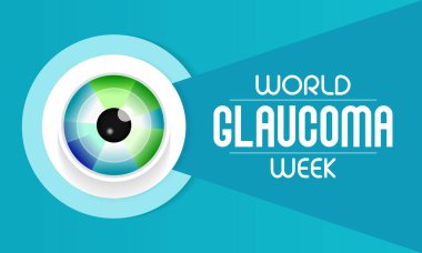 Dünya Glaukoma Haftası Mart ayında her yıl gözlenir. Optik sinirlere zarar veren bir grup göz hastalığıdır ve bu da iyi bir görüş için hayati önem taşır. Vektör illüstrasyonu