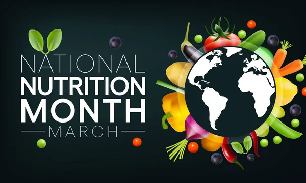 Mes Nacional Nutrición Celebra Cada Año Marzo Para Llamar Atención — Archivo Imágenes Vectoriales