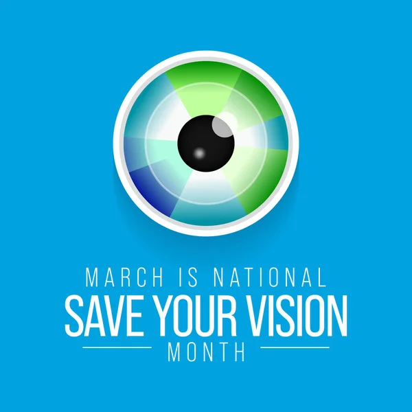 Mart Ayında Vizyon Ayına Her Yıl Dikkat Edilir Iyi Göz — Stok Vektör