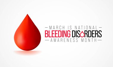 Ulusal Kanama Bozuklukları Bilinci her yıl Mart ayında gözlemlenir, bu gözlemde hemofili gibi kanama bozukluklarına karşı farkındalık artar. Vektör illüstrasyonu