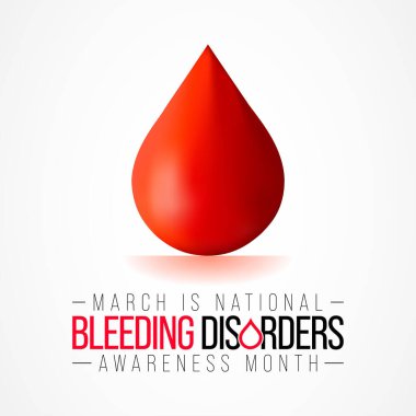 Ulusal Kanama Bozuklukları Bilinci her yıl Mart ayında gözlemlenir, bu gözlemde hemofili gibi kanama bozukluklarına karşı farkındalık artar. Vektör illüstrasyonu