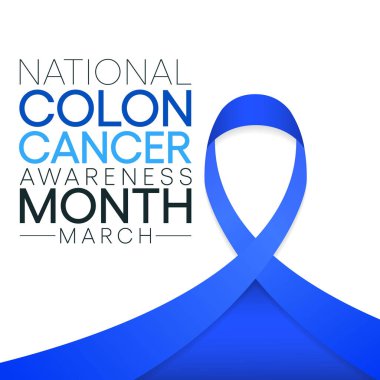 Renksel Kanser Farkındalığı Ayı Mart ayında her yıl gözlemlenir, kolon veya rektumdaki hücrelerin kontrolden çıktığı bir hastalıktır. Bazen kolon kanseri deniyor. Vektör illüstrasyonu