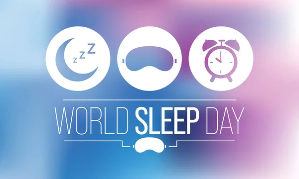 世界睡眠の日は毎年3月に観察され 睡眠のお祝いと睡眠に関連する重要な問題に関する行動への呼びかけを目的としています ベクターイラスト — ストックベクタ