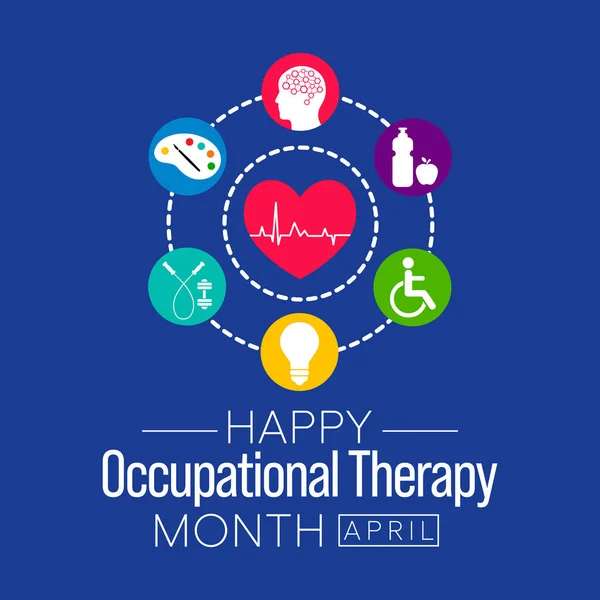 Occupational Therapy Month Observed Every Year April Use Assessment Intervention — Stock Vector