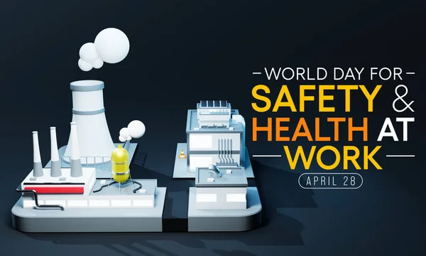 World day for safety and health at work is observed every year on April 28, to promote and protect employees through safe and healthy work practices. 3D Rendering