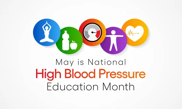 Mayo Observa Cada Año Mes Educación Sobre Presión Arterial Alta — Vector de stock