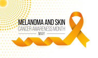 Melanoma ve cilt kanseri her yıl Mayıs ayında gözlemlenen ultraviyole ışınlara (UV) maruz kalma, en ölümcül cilt kanseri türü olan melanom vakalarının çoğuna neden olur. Vektör illüstrasyonu.