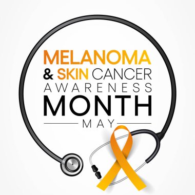 Melanoma ve cilt kanseri her yıl Mayıs ayında gözlemlenen ultraviyole ışınlara (UV) maruz kalma, en ölümcül cilt kanseri türü olan melanom vakalarının çoğuna neden olur. Vektör illüstrasyonu.