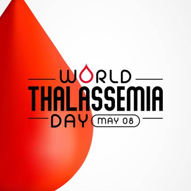 Dünya Thalassemia Günü her yıl 8 Mayıs 'ta Thalassemia kurbanlarını anmak ve hastalıkla mücadele edenleri cesaretlendirmek için kutlanır. Vektör illüstrasyonu