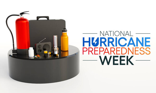 Неделя готовности к ураганам отмечается каждый год в мае. это попытка информировать общественность об опасностях ураганов и распространять знания, которые могут быть использованы для подготовки и действий. 3D рендеринг