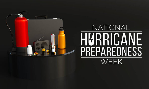 Неделя готовности к ураганам отмечается каждый год в мае. это попытка информировать общественность об опасностях ураганов и распространять знания, которые могут быть использованы для подготовки и действий. 3D рендеринг