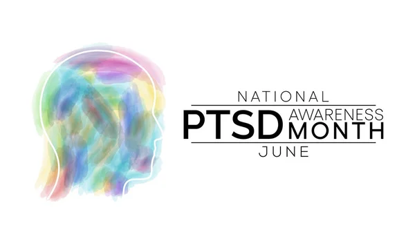 每年六月都会举办Ptsd认知月活动 创伤后应激障碍是一种精神障碍 可能发生在经历或目睹过创伤事件的人身上 矢量艺术 — 图库矢量图片