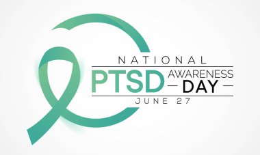 Travma Sonrası Stres Bilinci Günü her yıl 27 Haziran 'da kutlanır. Travma sonrası stres bozukluğu, travmatik bir olay yaşamış ya da tanık olmuş insanlarda meydana gelebilecek bir psikiyatrik bozukluktur. vektör sanatı