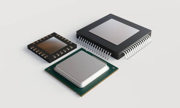 Rendering Semiconductor Chip Studio Lighting — Stock Photo, Image