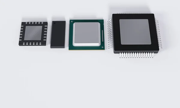 Renderização Chip Semicondutor Com Iluminação Estúdio — Fotografia de Stock