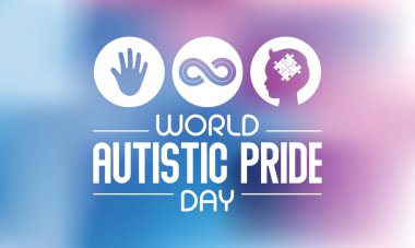 Otistik Onur Günü, her yıl 18 Haziran 'da otistik insanlar için düzenlenen bir gurur kutlamasıdır. Vektör illüstrasyonu.