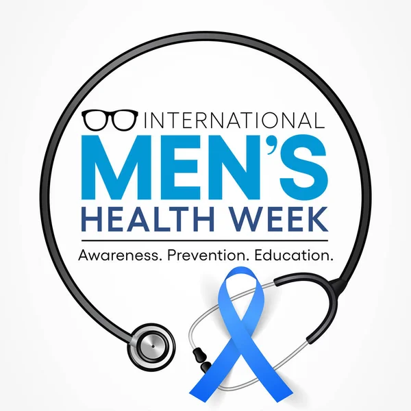 Erkekler Sağlık Haftası her yıl Haziran ayında gözlemlenmekte olup, erkekler için sağlık hizmetleri konusundaki farkındalığı artırmakta ve çocukları sağlıklı yaşam kararlarını uygulamaya ve uygulamaya teşvik etmeye odaklanmaktadır. Vektör sanatı.