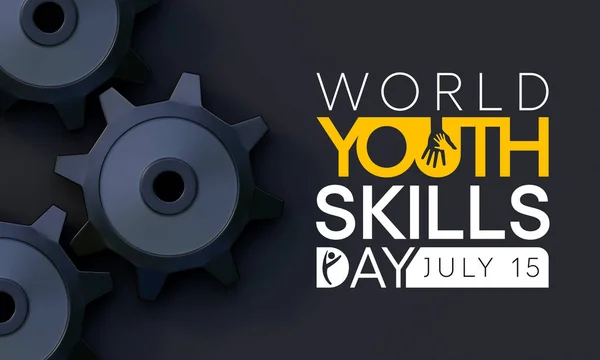 每年7月15日是世界青年技能日 其目的是认识到为青年人提供就业和体面工作技能的战略重要性 3D渲染 — 图库照片