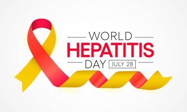 Dünya Hepatit Günü her yıl 28 Temmuz 'da gözlemlenir, karaciğer iltihaplandığında veya hasar gördüğünde, işlevi etkilenebilir ve bazı tıbbi durumlar hepatite neden olabilir. Vektör illüstrasyonu