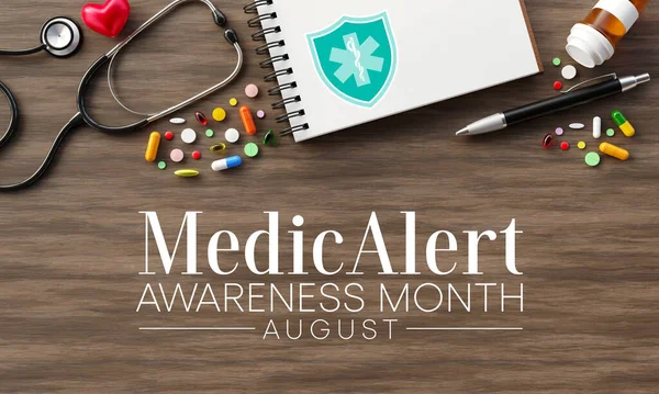 Mes Alerta Médica Celebra Cada Año Agosto Dedicado Educar Público — Foto de Stock