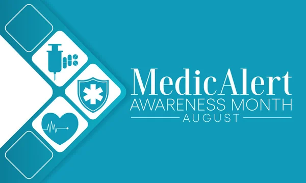 Mes Alerta Médica Celebra Cada Año Agosto Dedicado Educar Público — Vector de stock