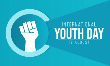 Uluslararası Gençlik Günü her yıl 12 Ağustos 'ta kutlanır. Günün amacı, gençliği çevreleyen belli bir dizi kültürel ve hukuki meseleye dikkat çekmek. Vektör illüstrasyonu