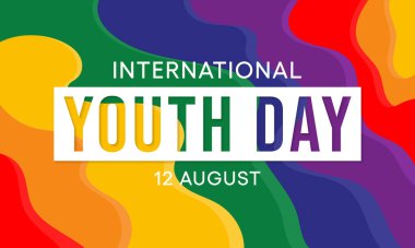 Uluslararası Gençlik Günü her yıl 12 Ağustos 'ta kutlanır. Günün amacı, gençliği çevreleyen belli bir dizi kültürel ve hukuki meseleye dikkat çekmek. Vektör illüstrasyonu